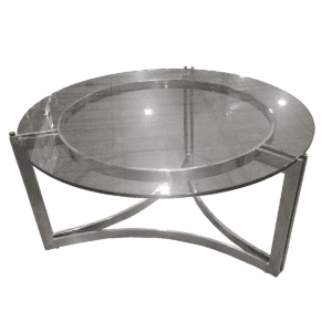 Used 33"W Glass Coffee Table with Polished Metal Frame