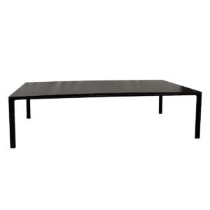 Used 55" W Andreu World Raglan Coffee Table in Black The Raglan Coffee Table combines functionality and understated style, featuring a four-foot aluminum base paired with a rectangular black top. Designed to meet high expectations, the Raglan series offers versatility for public and private lounge areas. Black rectangular top Sturdy four-foot aluminum base Dimensions: 55.13"W x 27.5"D x 14.13"H Ideal for lobbies, lounges, and contemporary office spaces.