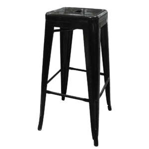 Used 17"W Industrial Metal Stools In Black  These industrial-style metal stools in black, offering a sleek look suitable for a variety of settings. Black Gloss Finish Sturdy metal frame for lasting durability Lightweight Stacking Dimensions: 17"W x 17"D x 31"H Perfect for bars, kitchen counters, and collaborative workspaces.