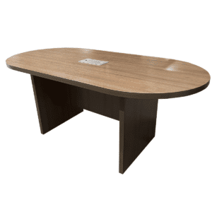 Used Office Source 71" W Walnut Conference Table W/ Center Grommet This conference table offers a durable walnut finish and a center grommet for cable management, ideal for meeting rooms. Walnut Finish Center Grommet for Cable Management Dimensions: 71" wide x 36" deep x 30" high Perfect for boardrooms or collaborative workspaces.