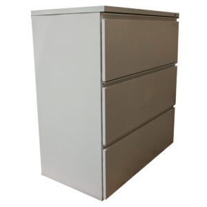 Used White 3-Drawer File Cabinet This classic white file cabinet provides ample storage with three spacious drawers, perfect for keeping documents organized. Its clean, timeless design complements various office styles. 3 Drawers White Finish Dimensions: Width: 36" Depth: 20" Height: 40" Ideal for office settings and home workspaces.