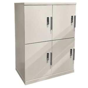 Used Haworth Meridian Half-Height Lockers In White  Offering secure storage, these half-height lockers are practical for various environments, combining functionality with a clean, modern design. White finish Secure Locking Bar pulls for easy access Dimensions: 30"W x 19 7/8"D x 43"H Perfect for workplaces, educational institutions, and shared spaces needing efficient storage solutions.