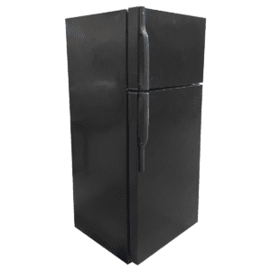 Used GE® 18.2 Cu. Ft. Top-Freezer Refrigerator In Black This 18.2 cu. ft. top-freezer refrigerator from GE® offers practical storage and a sleek black exterior with a range of convenient features, ideal for any kitchen or breakroom. The textured square doors and color-matched handle create a modern look, while reversible hinges allow for flexible installation. MODEL: GTS18GCSBRBB Adjustable Rollers: Front Reversible Door Swing Easy to Remove Door Gaskets Textured Steel Case: Color-Matched MODEL: GTS18GCSBRBB Dimensions: 28"W x 29.5"D x 66.5"H Perfect for kitchens, office breakrooms, and shared spaces.