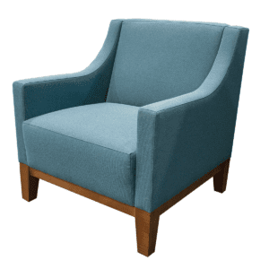 Used Jasper Group Blue Upholstered Lounge Chair W/ Wooden Base This lounge chair features a stylish blue upholstered seat combined with a sturdy wooden base, offering comfort and durability. Its spacious design provides a cozy seating option for various settings. Blue Upholstery Wooden Base Comfortable Lounge Design Dimensions: 31" wide x 31" deep x 35" high Ideal for reception areas, lounge spaces, and casual meeting rooms.