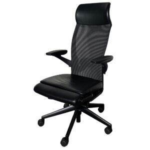 Used Haworth Black Mesh-Back Conference Chair with Lumbar Support