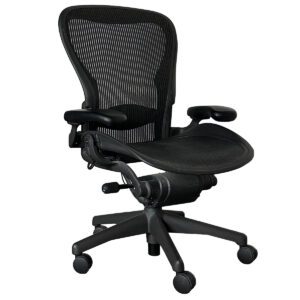 Used Herman Miller Aeron "C" Dual Function Task Chair (2009) Experience ergonomic comfort with the Herman Miller Aeron "C" Task Chair, designed for dual functionality and support. Its adjustable features and breathable mesh back ensure comfort during long work sessions. Dual-function adjustment for tailored comfort Breathable mesh back promotes airflow Size "C" for larger individuals Adjustable tilt and tension settings Dimensions: 27.3/4"W x 21"D x 40.1/4"H Ideal for professional offices and home workspaces needing enhanced ergonomic support.