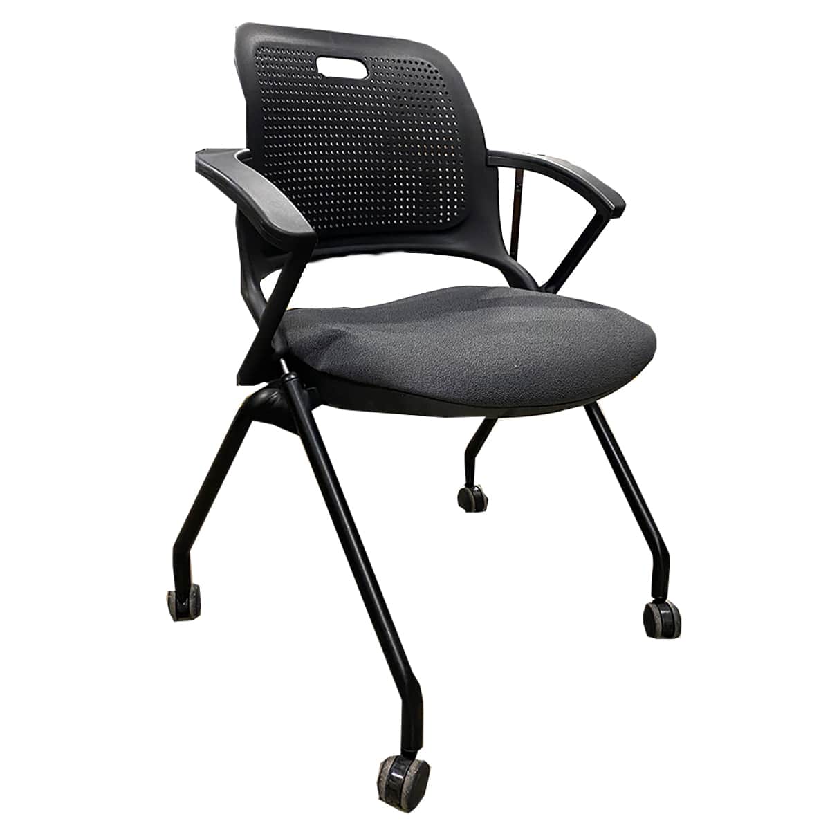 Allsteel Nesting Chairs Black Plastic Back With Grey Upholstered Seat | Office  Furniture Plus | Texas Furniture Store