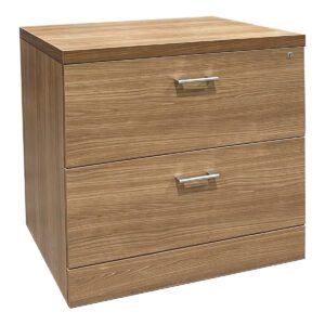 Used Global 30″ W Walnut Two-Drawer Lateral File with Silver Pull Handles