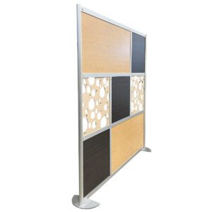 Used 75" W Standing Divider Panel with Silver Frame A functional divider panel to create privacy or define spaces in any work or public area. Silver frame Sturdy base for stability Dimensions: 75"W x 13"D x 78"H Ideal for open offices, waiting areas, and collaborative environments.