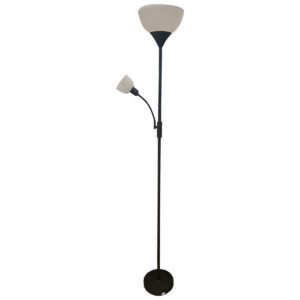 Used 72' H Susan Adjustable Floor Lamp with White Shade and Side Reading Light in Black Finish A versatile lighting solution, this adjustable floor lamp combines a main light with a convenient side reading light for targeted illumination. Adjustable height Dual lighting functionality Black finish Dimensions: 12" W x 12" D x 72" H  Ideal for living rooms, offices, or reading nooks where adjustable lighting is essential.