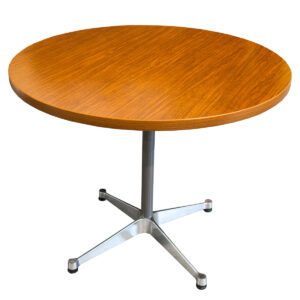 Used 36" Round Cherry Table W/ Grey "X" Base This round table features a cherry top paired with a grey "X" base, offering a stylish and compact option for various settings. Cherry Top Grey "X" Base Dimensions: 36" wide x 29" deep x 18" high Ideal for break rooms, small meeting areas, and casual seating spaces.