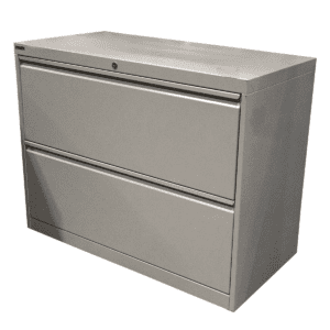 Used 36" W Group Lacasse 2 Drawer Gray Lateral File This 2-drawer lateral file offers practical storage in a compact design, featuring a sleek gray finish and smooth operation for easy document access. Built for durability and functionality in professional spaces. 2 drawers Smooth sliding mechanism Dimensions: 36"W x 19"D x 29"H Ideal for modern offices, executive suites, and collaborative workspaces.