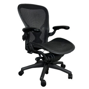 Used Herman Miller Aeron Full Function Task Chair – Size C with PostureFit This ergonomic task chair offers full adjustability and PostureFit lumbar support, promoting proper posture and reducing back strain during extended use. Size C (Large) PostureFit lumbar support Fully adjustable arms, tilt, and seat height Breathable mesh for airflow Ideal for offices and home workspaces requiring ergonomic seating with advanced lumbar support.