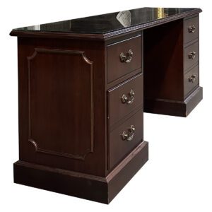 Used Indiana Furniture Traditional Mahogany Double Pedestal Credenza W/ Glass