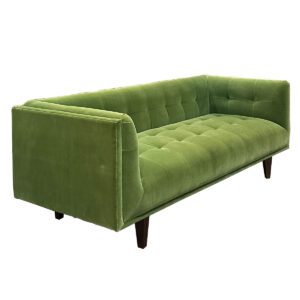 Used 82" W Green Upholstered Couch with Espresso Legs