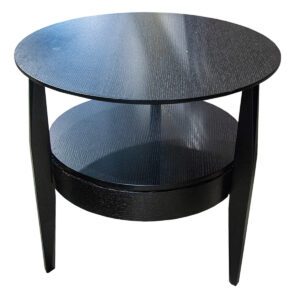 Used 21" Round Black Wooden End Table