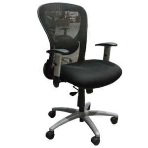 Used 9to5 Strata Series Mesh-Back Task Chair W/ Silver Legs & Black Backplate