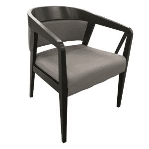 Global Chap Guest Chair W/ Night Wood Frame & Grey Upholstered Seat & Back Global Chap combines mid-century modern design with comfort, making it an excellent choice for guest seating in any meeting space.  Night Wood Frame Grey Upholstered Seat & Back Mid-Century Modern Design Dimensions: 24.5" wide x 22.5" deep x 30" high Ideal for offices, meeting rooms, and waiting areas.