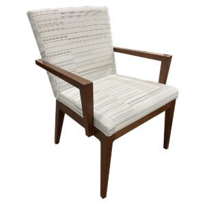 Used Mystique Guest Chair W/ Pattern Upholstered Seat The Mystique Guest Chair features a hardwood frame and upholstered back seat and outside back, combining style and durability. With its solid wood construction, it’s designed to provide long-lasting support and comfort. Hardwood Frame Upholstered Back and Seat Solid Wood Construction Dimensions: 24.5" wide x 25.25" deep x 32.75" high Perfect guest seating in commercial workspaces.