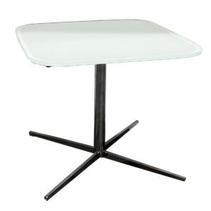 Used Frosted Glass Side Table W/ Polished Metal Base