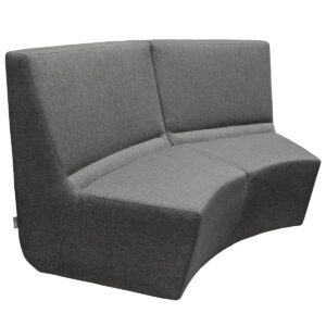 Used 62"W Darren Bota Series Curved Two-Seat Lounge Booth In  Grey Upholstery The Darren Bota Series curved two-seat lounge booth features grey upholstery, providing comfortable seating for collaborative spaces. Curved design Grey upholstery Dimensions: 62"W x 30"D x 36"H Perfect for waiting areas, lounges, and meeting spaces.