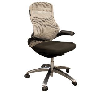 Used Knoll Generation Task Chair W/ Black Upholstered Seat, Grey Frame W/ Black Trim & Chrome Base