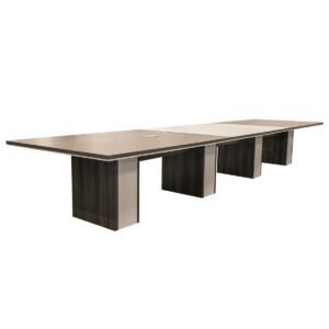 DeskMakers Malibu Series 18' Two Tone Conference Table W/ Reveal Below & Two Power Grommets