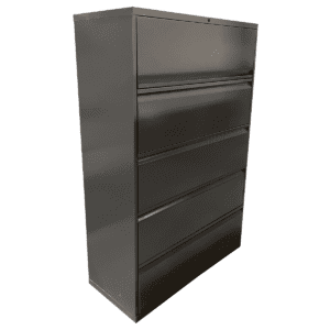 Used Knoll 5-Drawer Metal Lateral File in Grey Finish This Knoll 5-drawer metal lateral file provides a practical solution for organized file storage, featuring a professional grey finish and a sturdy metal build. Five spacious drawers  Sturdy metal construction Grey finish  Dimensions: 36"W x 18"D x 63"H Perfect for commercial offices and executive filing systems.