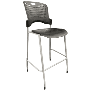 Used Echo Collection Bar-Height Stool in Black with Silver Frame This Echo Collection bar-height stool features a black seat and a silver frame, providing practical seating for elevated surfaces. Bar-height Black plastic seat & back Silver frame  Dimensions: 17"W x 17"D x 31"H Perfect for commercial break rooms, cafeterias, and bar areas.