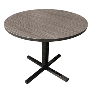 Used 36" Round Table in Grey Woodgrain with Black Metal "X" Base