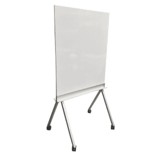 Used 36"W Double-Sided Mobile Markerboard with Silver Frame This double-sided mobile markerboard offers ample writing space and easy mobility, featuring a white surface and a silver frame. Ideal for collaborative work and presentations. Double-sided for increased writing surface Mobile design for easy transport Silver frame  Dimensions: 36"W x 28"D x 69"H Perfect for conference rooms, classrooms, and training sessions