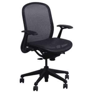 Used Knoll Chadwick Mesh Conference Chair In Black  This mesh conference chair offers essential ergonomic features for a comfortable seating experience. With fixed arms, adjustable seat height, and back lock, it’s designed for practical use in professional settings. Fixed Arms Seat Height Adjustment Tilt Tension Control Back Lock Mesh Back for Breathability Black Color with Black Frame Dimensions: 29" wide x 29" deep x 41" high A reliable choice for conference rooms and meeting spaces.