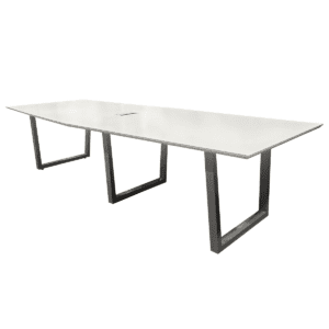 Used Clear Design Three60 White Laminated Conference Table with Knife-Edge